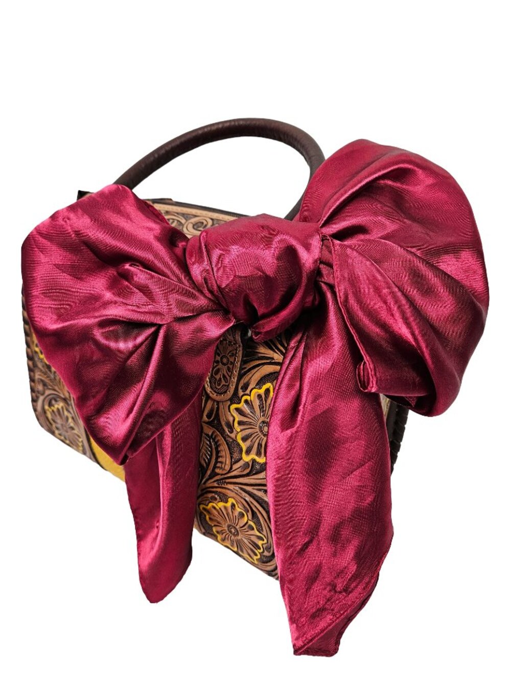 Large Square Burgundy Red Satin Wild Rag Twilly Scarf